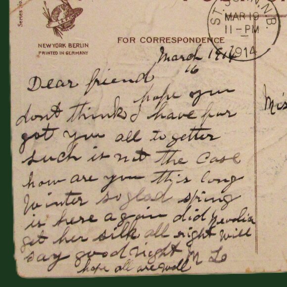 Antq St Patrick postcard in Green & white signed by Ellen H. Claps - Picture 7 of 11